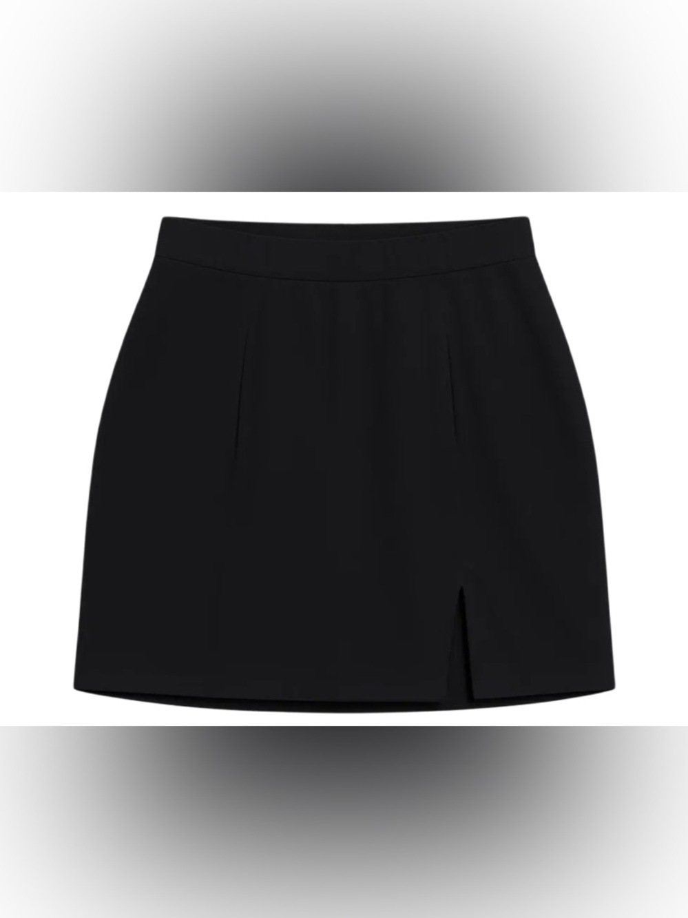 Rachel Black Mini Skirt with Front Notch